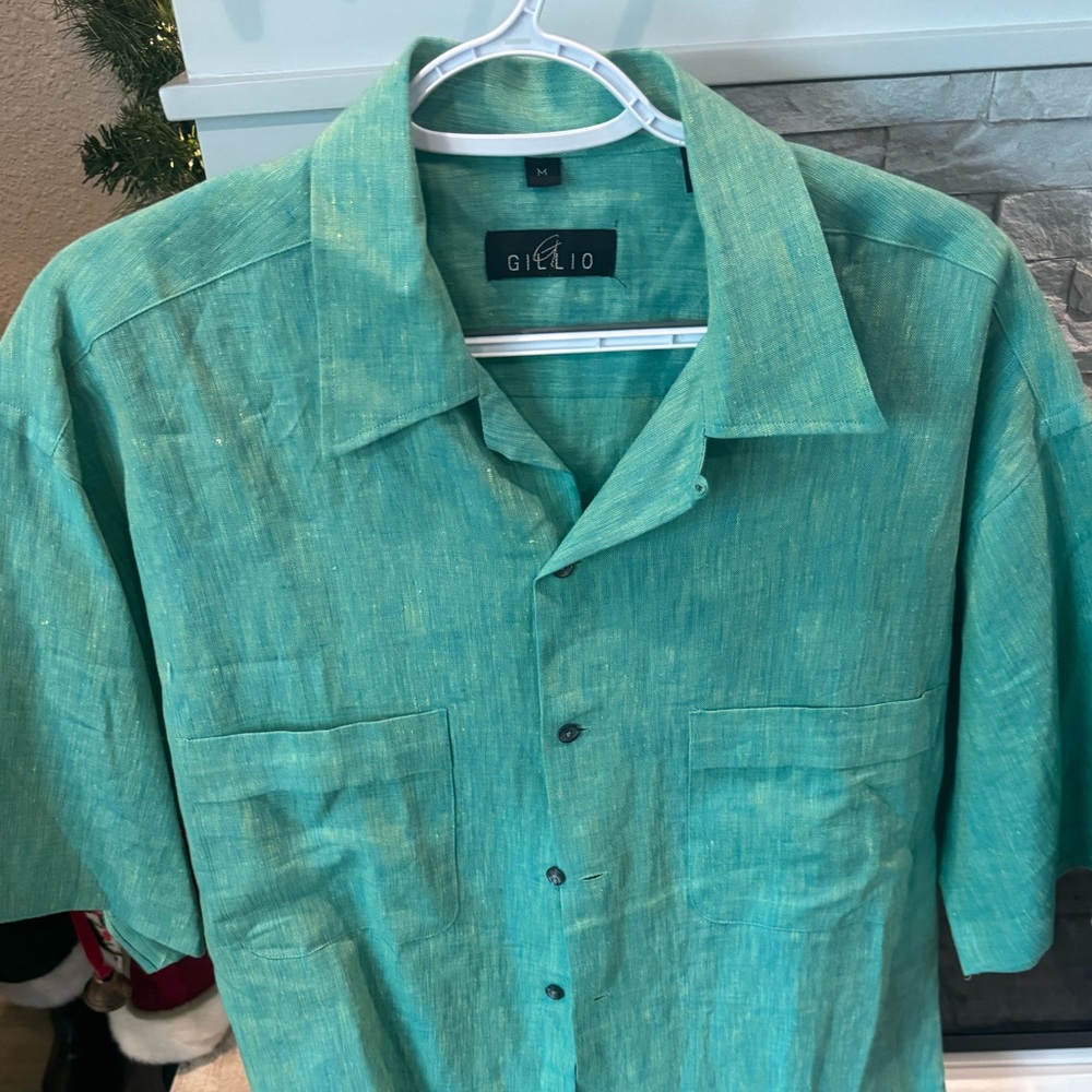 Gillio Men's Short Sleeve Green Shirt